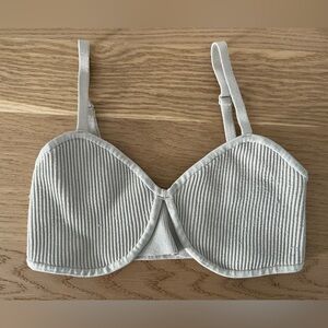 Babaton Cream Ribbed Strapless Top